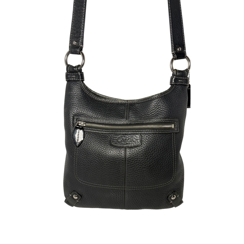 Coach Penelope Hippie Black Pebbled Leather Crossbody Bag F14679 Silver Hardware